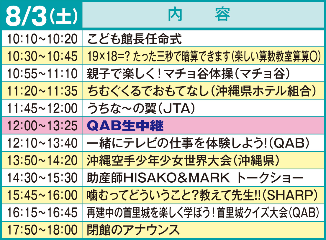 ステージイベント 8月3日