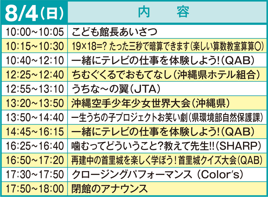 ステージイベント 8月4日