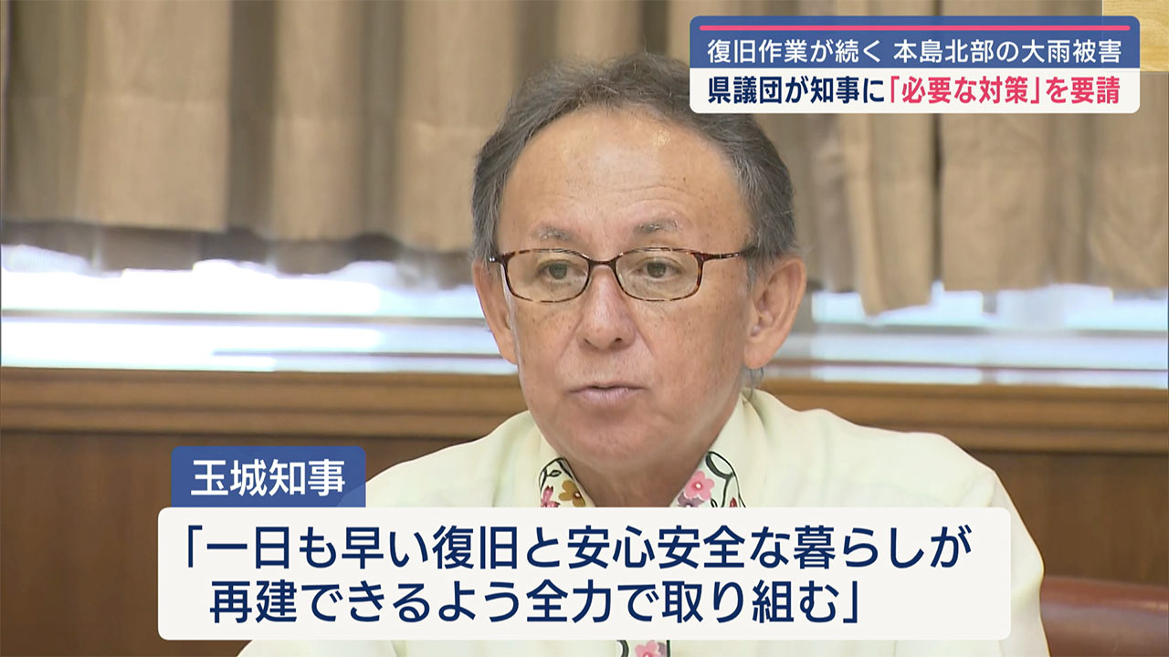 北部での大雨被害を受け県政与党県議団が玉城知事に要請