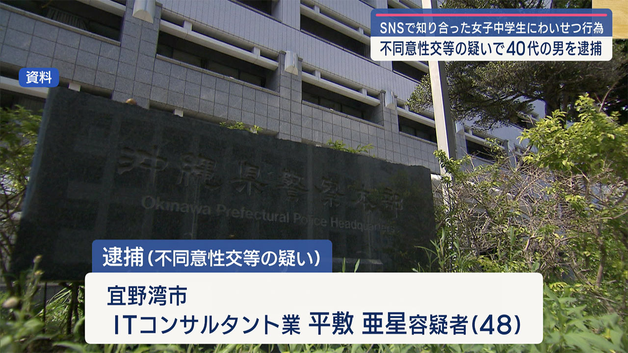 中学生にわいせつな行為　不同意性交等の疑いで４０代の男を逮捕